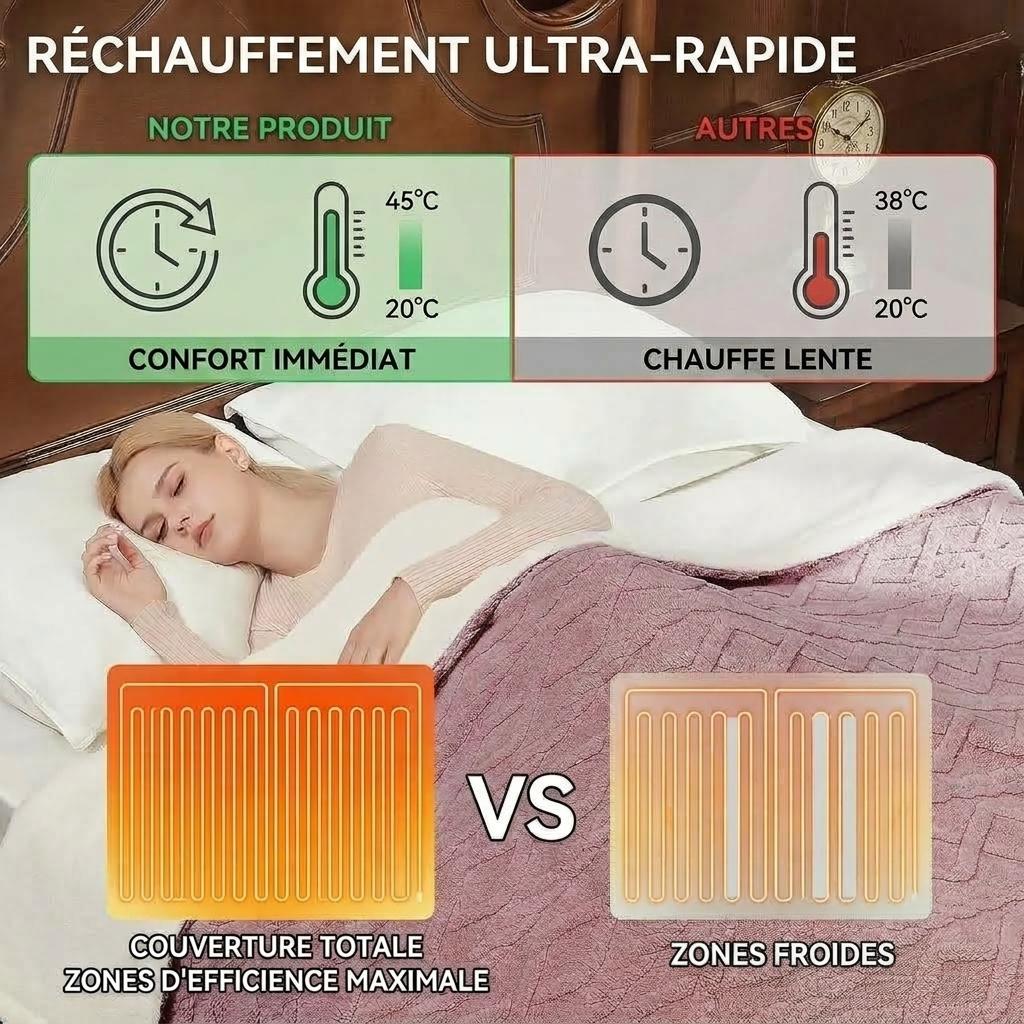 Plaid Chauffant Rose – Sherpa à 6 Niveaux de Chaleur - vue 5 | Aolina