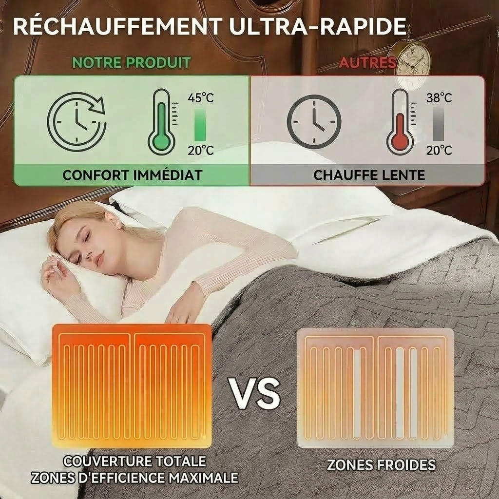Plaid Chauffant Gris – Sherpa à 6 Niveaux de Chaleur - vue 5 | Aolina