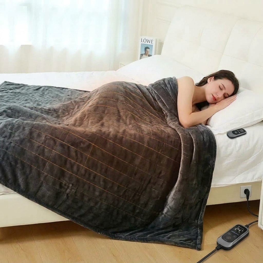 Plaid Chauffant Noir – 9 Niveaux de Chaleur - vue 1 | Aolina