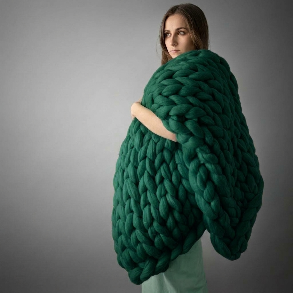 Plaid Sapin – 100 % Coton à Grosse Maille - vue 4 | Aolina