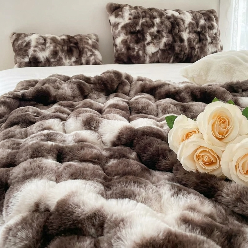 Plaid Marbré – Fausse Fourrure Moelleuse Double Face - vue 2 | Aolina