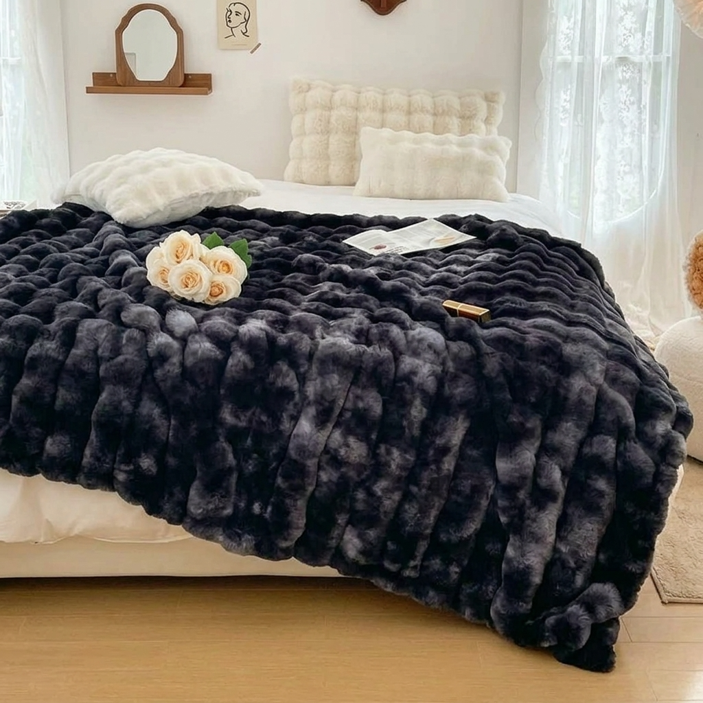 Plaid Fumé – Fausse Fourrure Moelleuse Double Face - vue 3 | Aolina