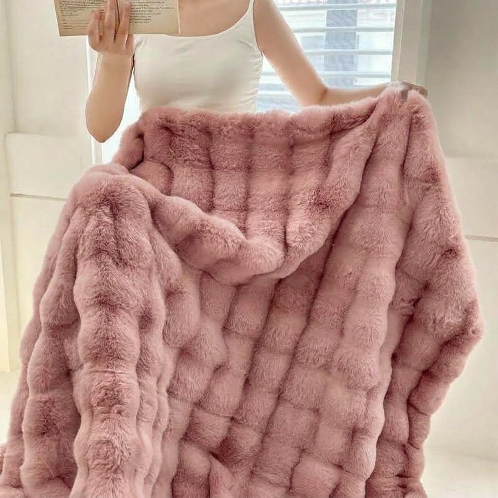 Plaid Rose – Fausse Fourrure Moelleuse Double Face - vue 4 | Aolina
