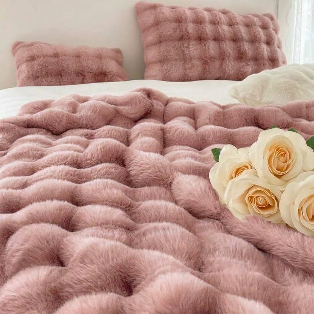 Plaid Rose – Fausse Fourrure Moelleuse Double Face - vue 3 | Aolina