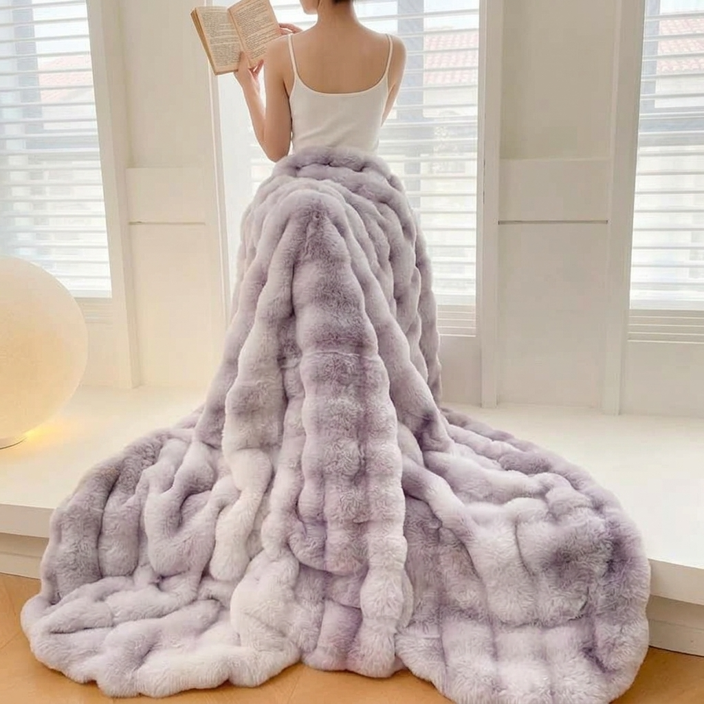 Plaid Lilas – Fausse Fourrure Moelleuse Double Face - vue 2 | Aolina