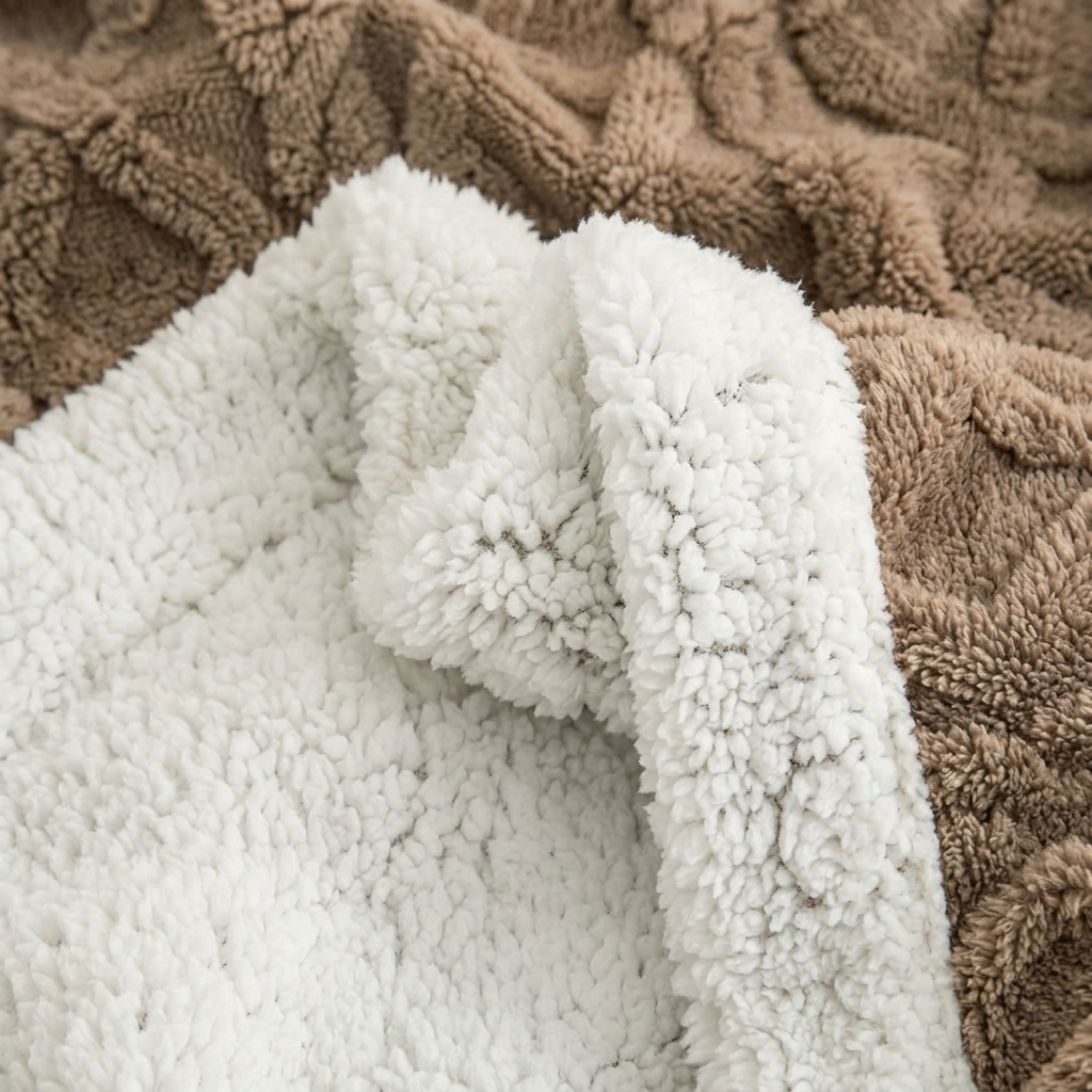 Plaid Marron – Polaire Sherpa à Motifs Géométriques - vue 6 | Aolina